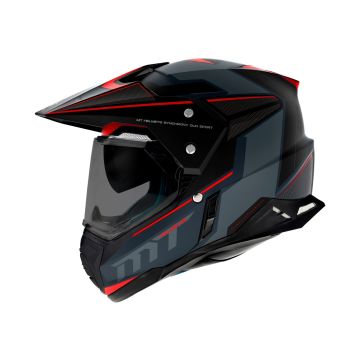 Casco motocross MT Synchrony Duo Sport SV Patrol nero opaco/grigio/rosso