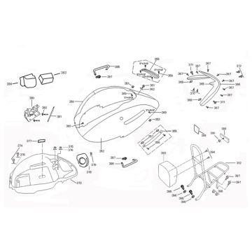 Parabrezza per moto - Portapacchi posteriore China Grande Retro old/ GT2 titanium/ gold