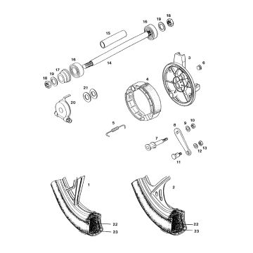 Voorwielen - kilometertelleaandrijving Tomos FLEXER 2001