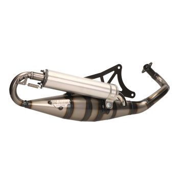 Marmitta -Yasuni R- trasparente/in alluminio Piaggio 50 2 tempi EU color ZIP/Runner/GP1/Sportcity/Scarabeo/SR/Atlantis/DNA/Easy Moving/Stalker/Torpedo/Storm/Diesis/FLY/Liberty/NRG/NTT/Typhoon tub420