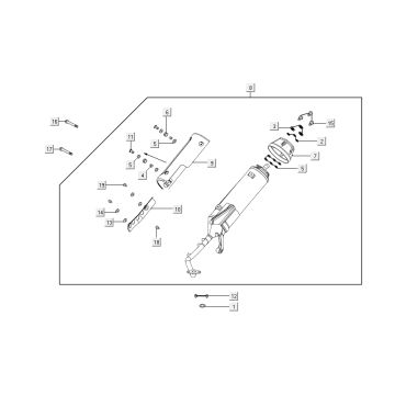 Scarico Kymco Agility 16'+ 4 tempi in argento metallizzato opaco