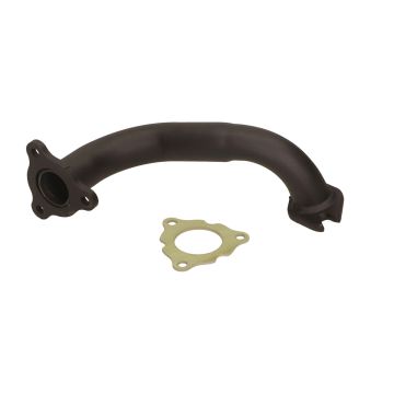 Collettore di marmitta/curva di marmitta -apertura rapida 3 fori per sistemi di marmitta con silenziatore separato - Keeway/Explorer/ATU/Generic - nero prodotto in UE