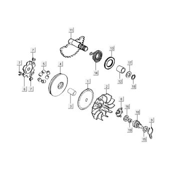 Variatore - Asse Kickstarter Kymco Yup 50 2 tempi AC blu