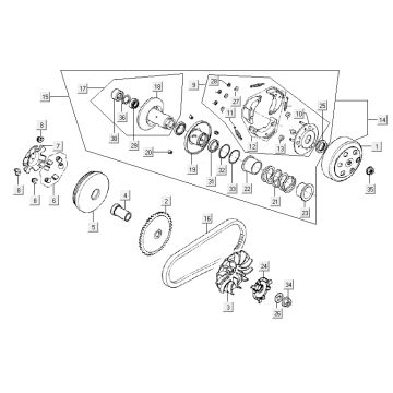 Variatore - Cinghia trapezoidale - Frizione Kymco Agility 12' 4 tempi argento