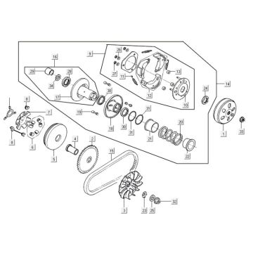 Variatore - cinghia trapezoidale - Frizione Kymco Agility 16'+ 50i 4 tempi Euro 4 blu opaco