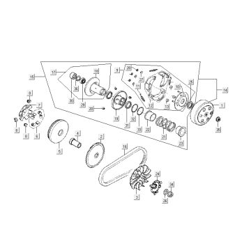 Variatore - cinghia trapezoidale - frizione Kymco Like 4 tempi