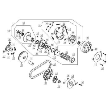 Variatore - Cinghia trapezoidale - Frizione Kymco Maxxer 90 Black
