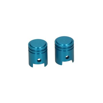 Set tappi valvole modello a pistone in alluminio blu DMP 2 pezzi-135787