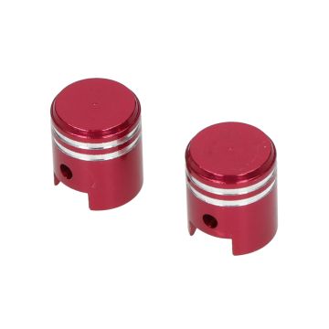 Set tappi valvole modello a pistone in alluminio rosso DMP