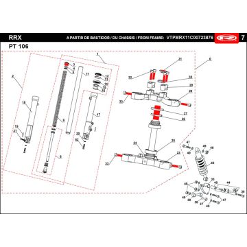 Forcella anteriore - Cuffia - Ammortizzatore Rieju RRX nero 2009 2 tempi
