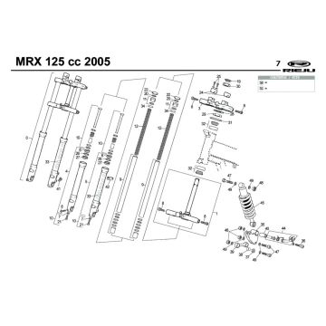 Forcella anteriore - Cuffia - Ammortizzatore Rieju MRX 125 rosso 2005 4 tempi