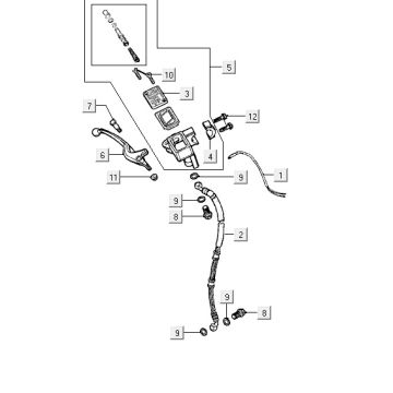 Cilindro del freno - Leva del freno - Tubo del freno Kymco Yup 50 2 tempi AC classic green