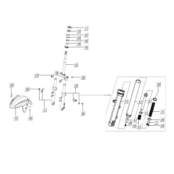 Forcella anteriore - Cuffia - Parafango anteriore Kymco Agility RS 4 tempi bianco 09