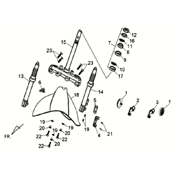 Forcella anteriore - Cuffia - Parafango anteriore Sym Allo GT (LX17348 S882U) castagno argento