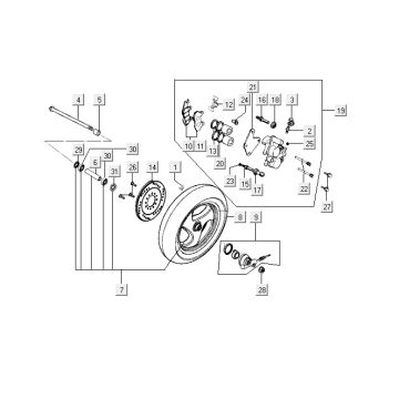 Ruota anteriore Kymco Yup 50 2 tempi AC blu