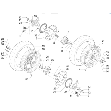 Ruota anteriore Piaggio MP3 350 Maxi Sport ABS Euro 4 2018-2020