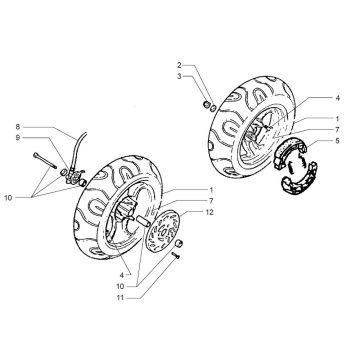 Ruota anteriore - Ruota posteriore - Disco freno - Ganasce freno Beta Ark-k 50 2 tempi AC gialle 2006