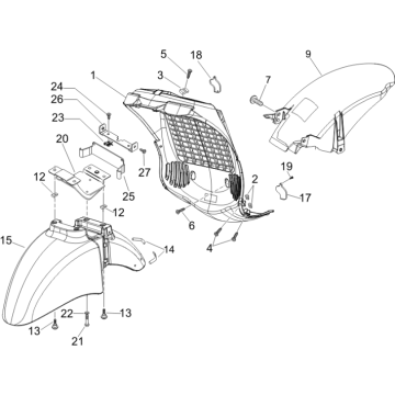 Parafango anteriore - parafanghi Piaggio Beverly 500 Euro 3 2007-2012 nero 94