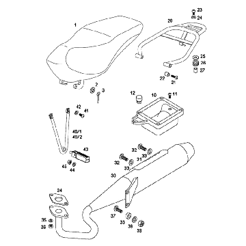 Zadel - drager - uitlaat Tomos REVIVAL (25-45KMH) (K1-K5)