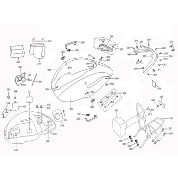 Parabrezza per moto - Scatola porta casco - portapacchi posteriore China Retro Extra nero opaco