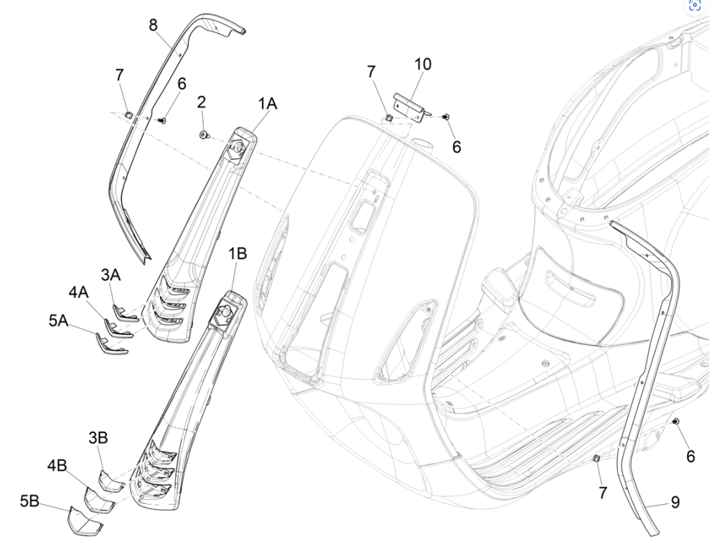 Piastra anteriore Vespa Sprint 4 tempi 3V (iniezione euro4 IGET) White Fushion 544