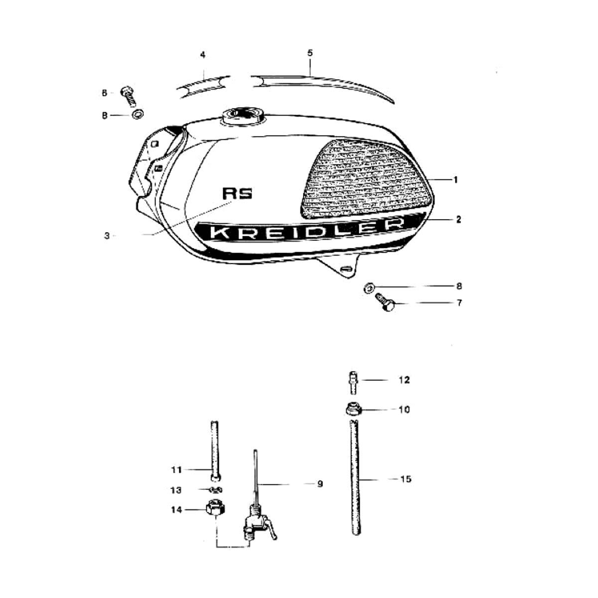 Benzinetank benzinekraan Kreidler