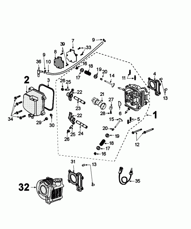 Cilindro - Testa cilindro - Albero a camme Peugeot Django originale Euro 4