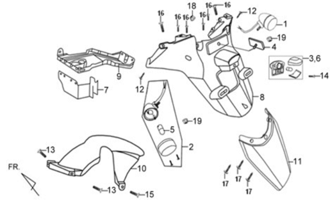 Parafango posteriore Sym X'PRO 125