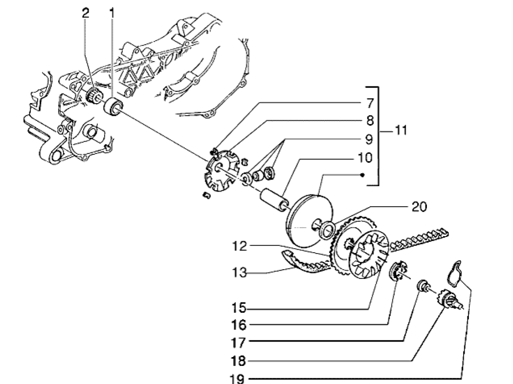 Variatore - Cinghia trapezoidale Piaggio Typhoon 50 2 tempi AC 1998-2005
