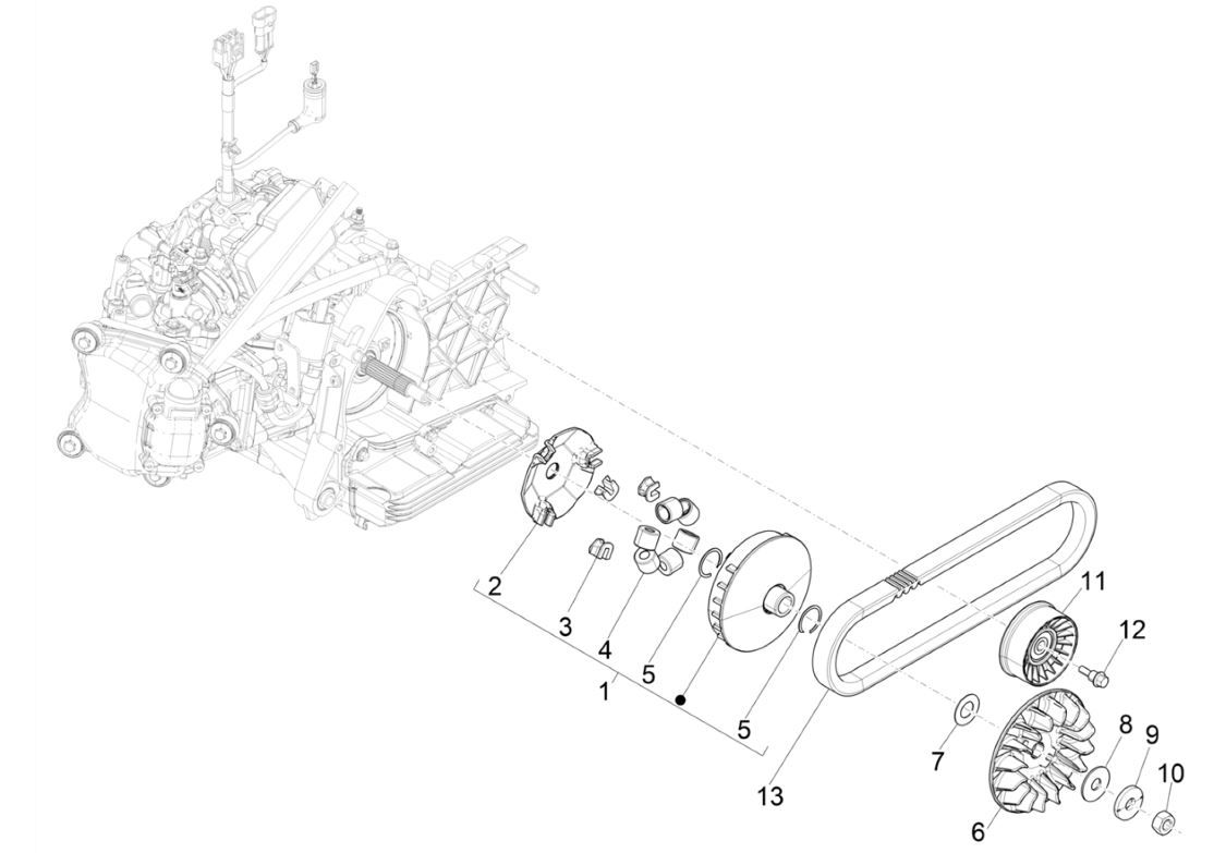 Variatore a cinghia trapezoidale Piaggio MP3 300 HPE/300 HPE Sport ABS Euro 5 2020-2022