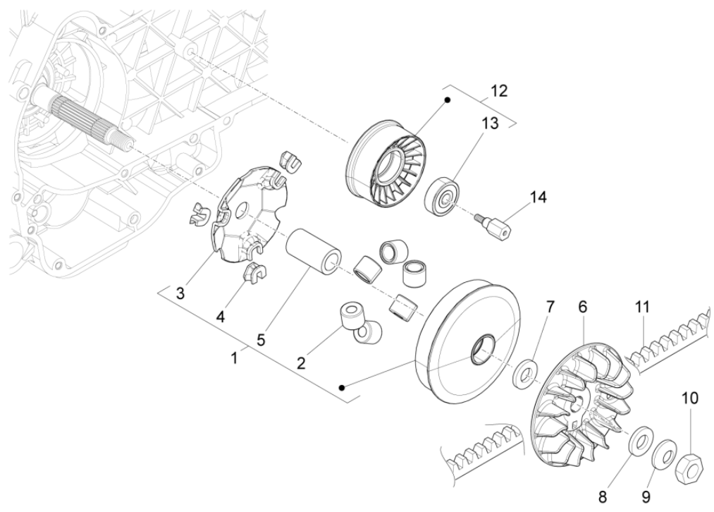 Variatore cinghia trapezoidale Piaggio Beverly 125 RST 4V IE Euro 3 2010-2015