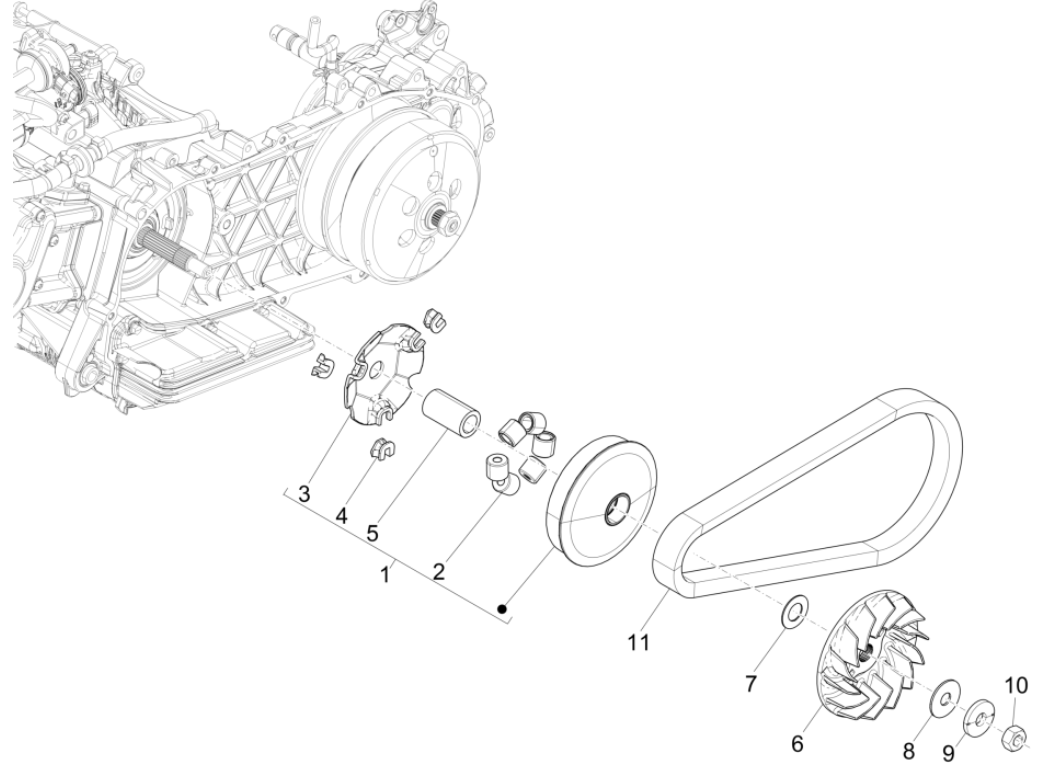 Variatore a cinghia trapezoidale Vespa GTS 125 ABS Euro 5 2021