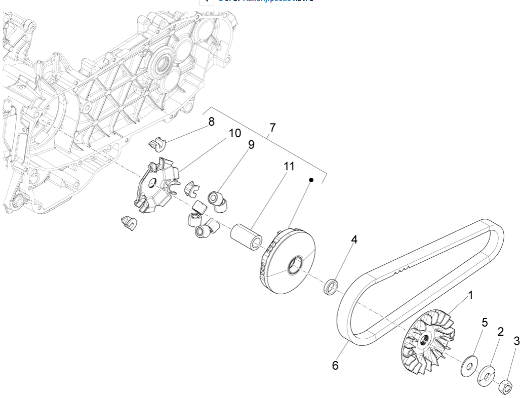 Variatore a cinghia trapezoidale Vespa Sprint 125 3V IE ABS