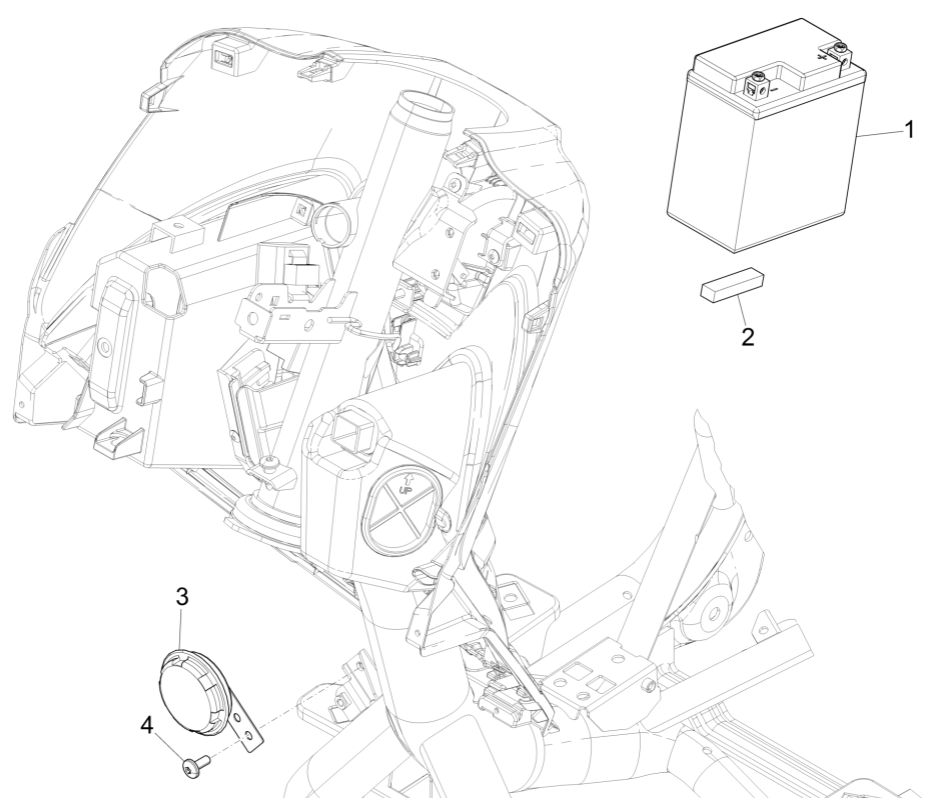 Batteria - Tromba - Relè di avviamento Piaggio Medley 125 ABS Euro 5 2021-2022