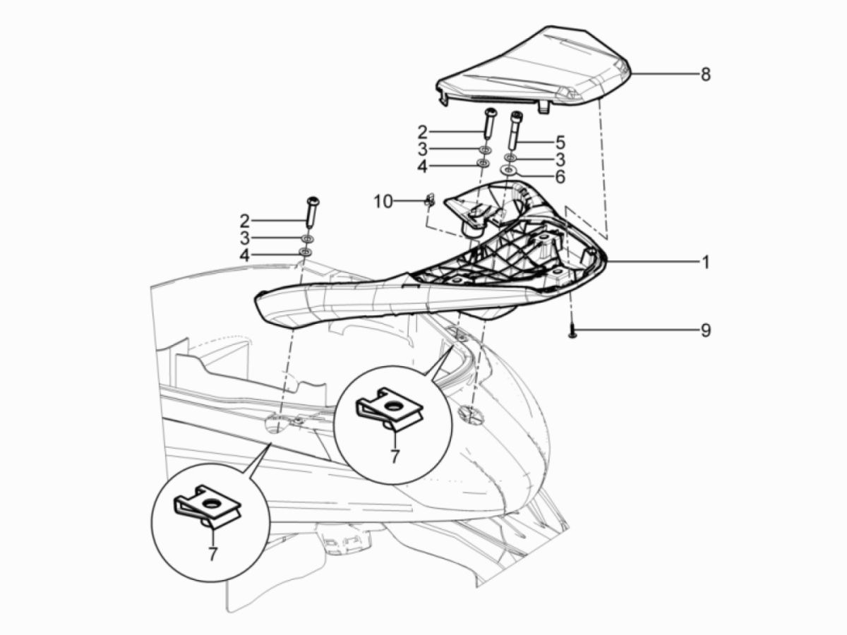 Portapacchi posteriore Piaggio Beverly 300 IE ABS Euro 4 2016-2020