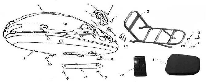 Parabrezza per moto - portapacchi posteriore AGM GT nero