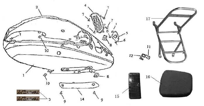 Parabrezza per moto - Carrier posteriore Iva Roma 125