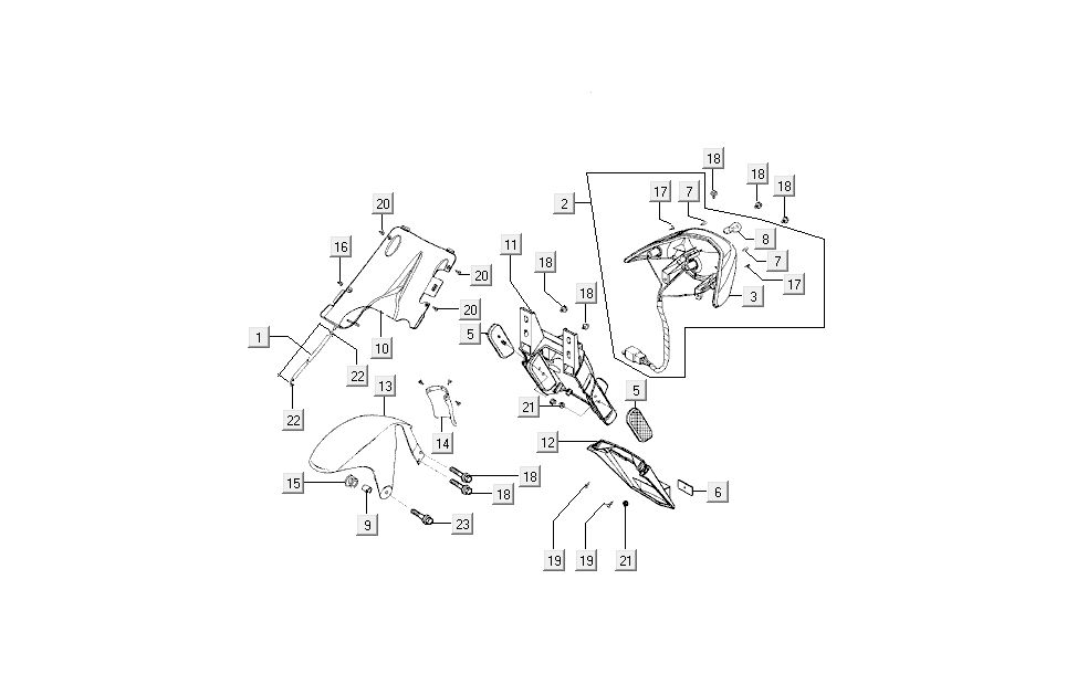 Luce posteriore - Parafango posteriore Kymco Super9 50 2 tempi AC nuovo modello argento - nero