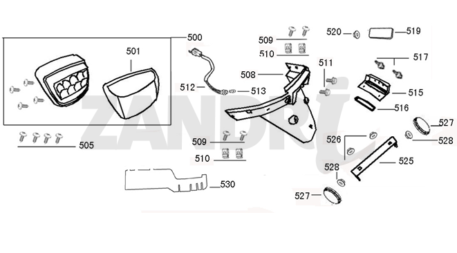 Fanale posteriore - Parafango posteriore Santini Capri blu chiaro metallizzato