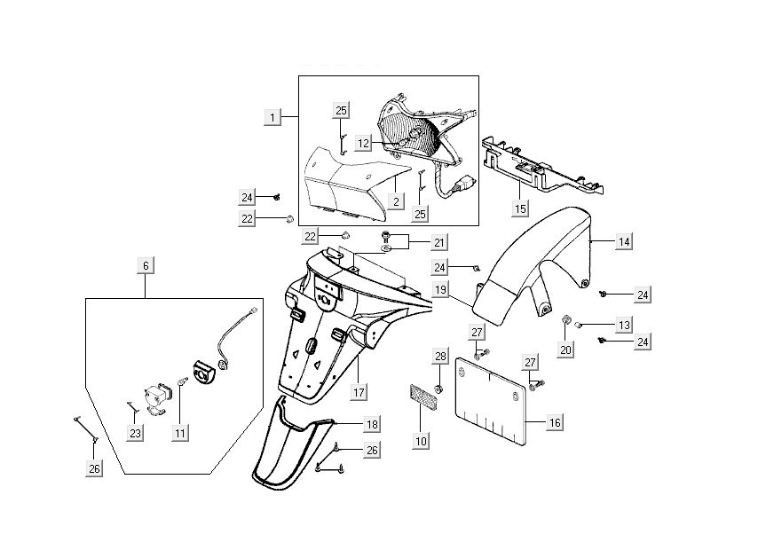 Luce posteriore - Parafango posteriore Kymco Grand Dink 2 tempi argento