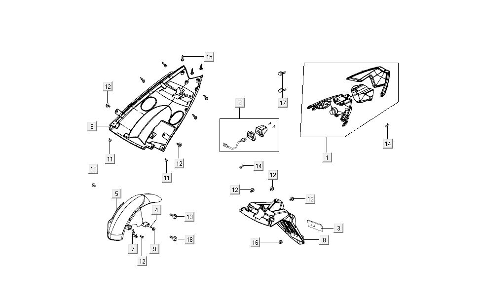 Luce posteriore - Parafango posteriore Kymco Super8 50 4 tempi 2009 → rosso