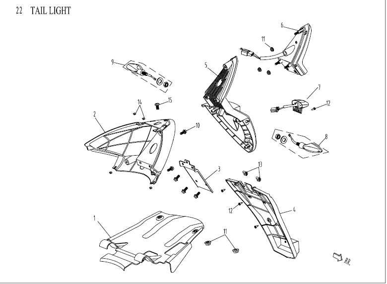 Fanale posteriore e indicatori di direzione China Venom neri