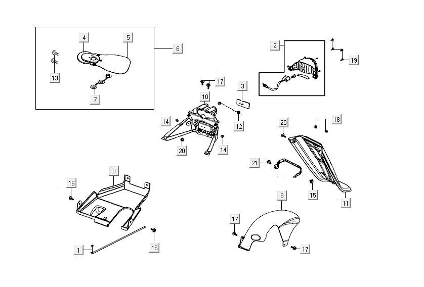 Fanale posteriore - Parafango posteriore Kymco Agility FR 12
