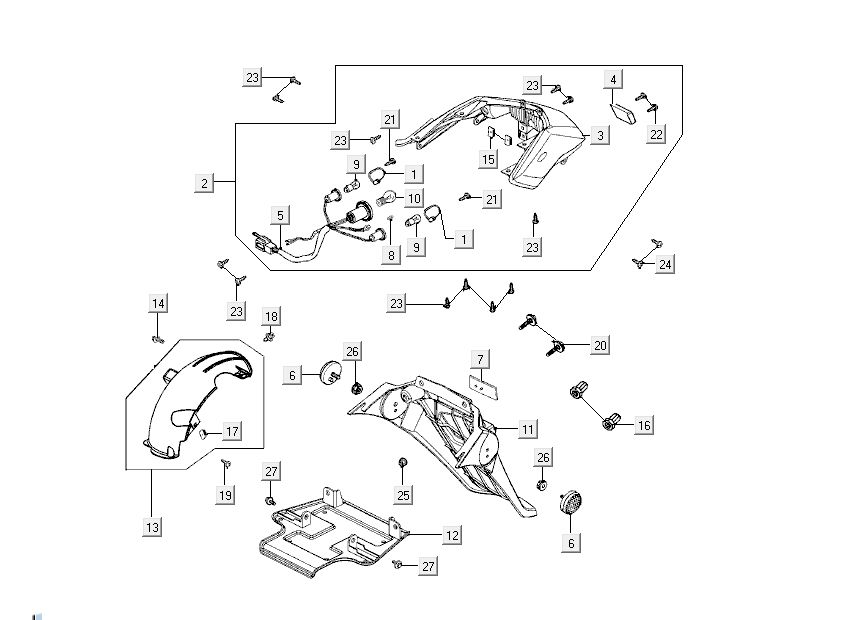 Luce posteriore - Parafango posteriore Kymco New Dink 4 tempi grigio scuro