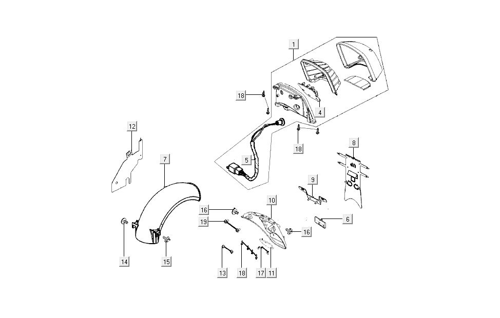 Luce posteriore - Parafango posteriore Kymco New Sento 50i 4 tempi rosso