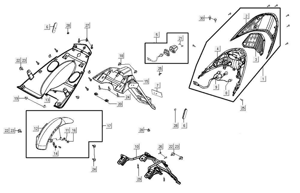 Luce posteriore - Parafango posteriore Agility CITY 16 125