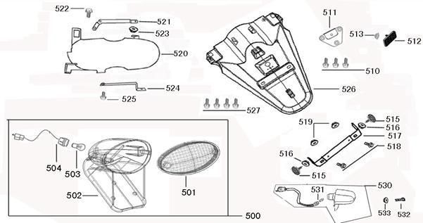 Fanale posteriore - Parafango posteriore BTC Legend bianco