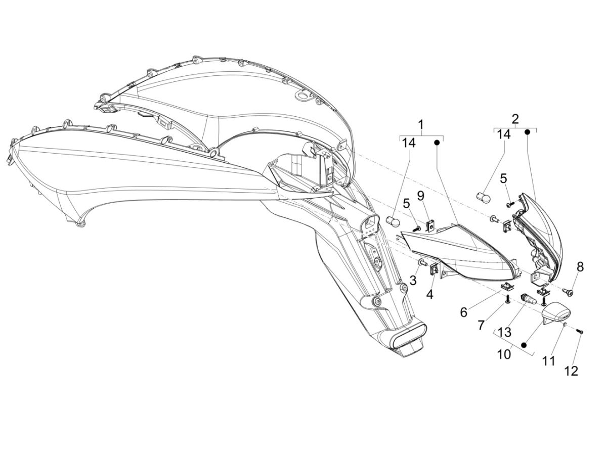 Indicatori di direzione posteriori - Fanale posteriore Piaggio Beverly 300 IE ABS Euro 4 2016-2020