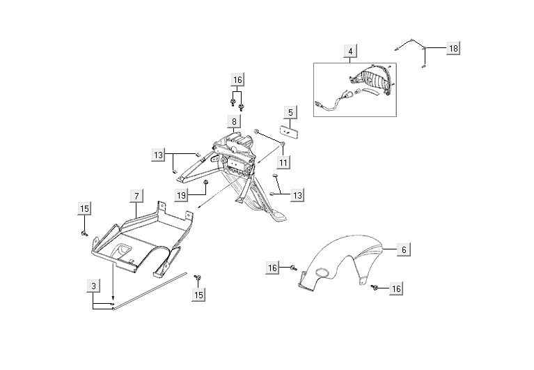 Luce posteriore - Parafango posteriore Kymco Agility 10' 4 tempi blu