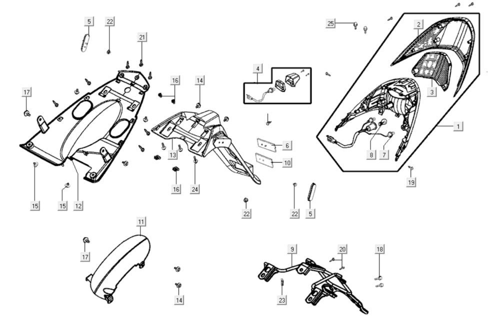 Luce posteriore - Parafango posteriore Kymco Agility City 16 200i